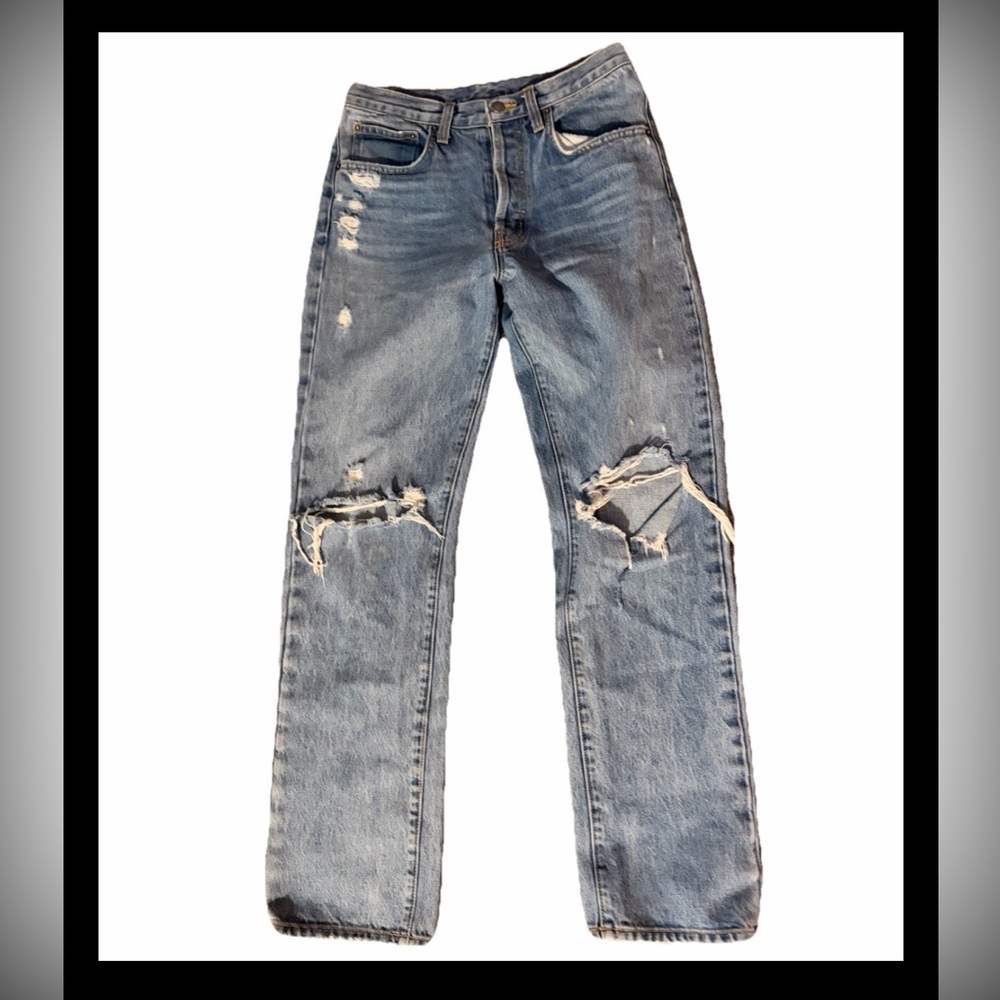 CARMAR DENIM Women's Blue Ripped & Distressed Straight-Leg Jeans SZ 27
US size 4